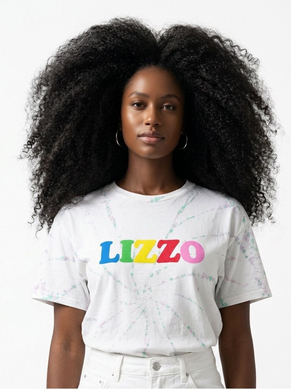 LIZZO | NEW! Tie Dye Puff Print Tour Merch Short Sleeve White Tee Unisex Size XL